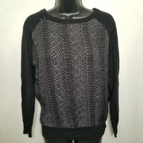 Joie Malena silk wool snakeskin print front and knit Black Size xs - Picture 2 of 7